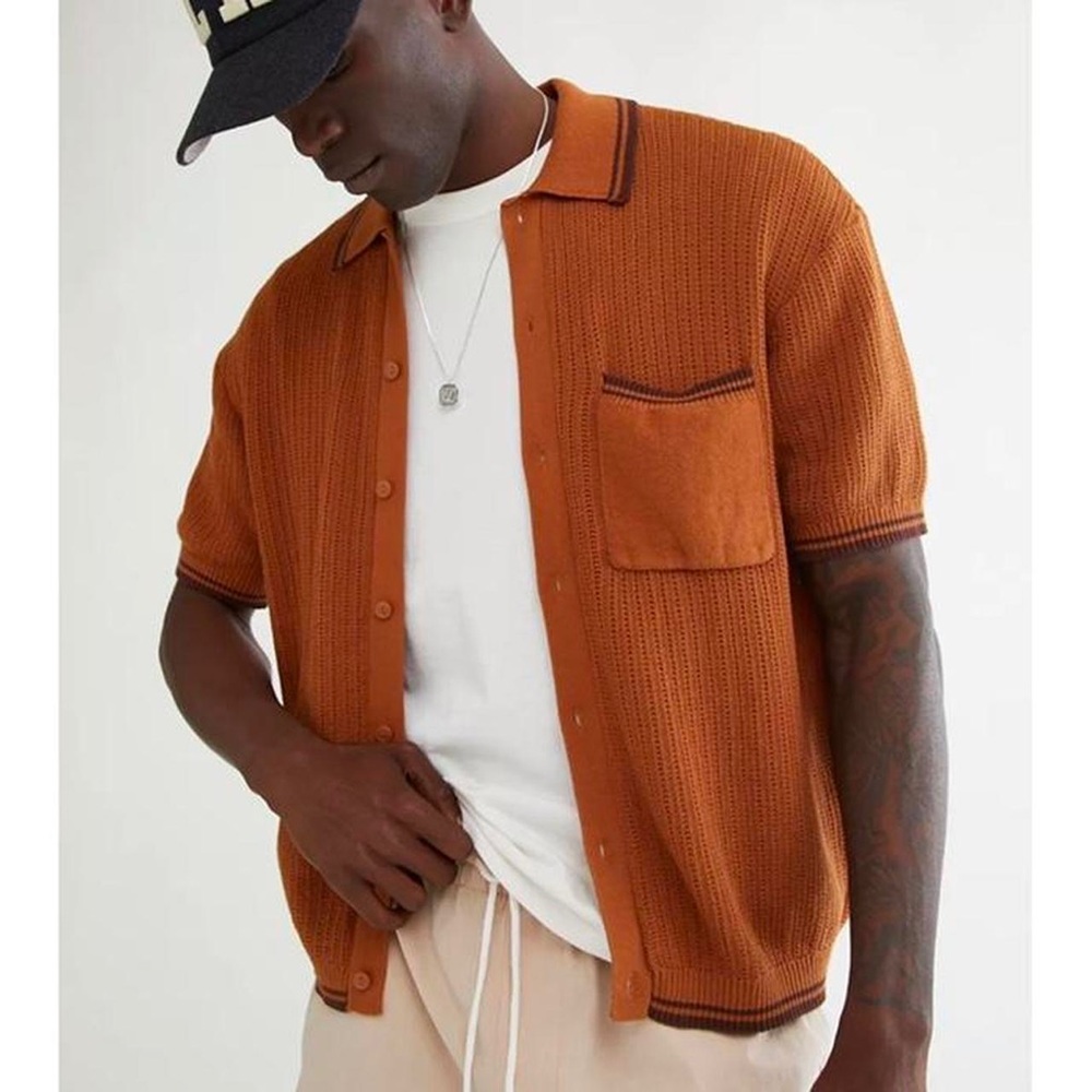 Urban Outfitters Standard cloth 100% Cotton Crotchet Button Up Men’s Tee.